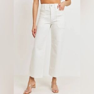 JUST BLACK DENIM, High Rise Utility Wide Leg, Off White, 28 NWT